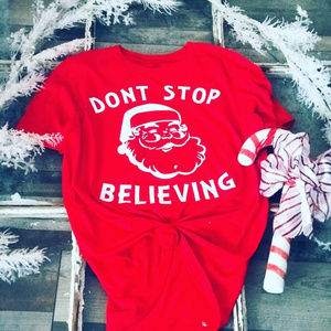 Don't Stop Believing Custom Santa Shirt